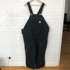Carhartt R01 Black Double Front Duck Bib Overall Size Men's 54x30